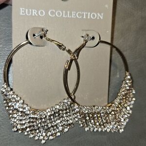 Gold and Sparkle Hoop Earrings